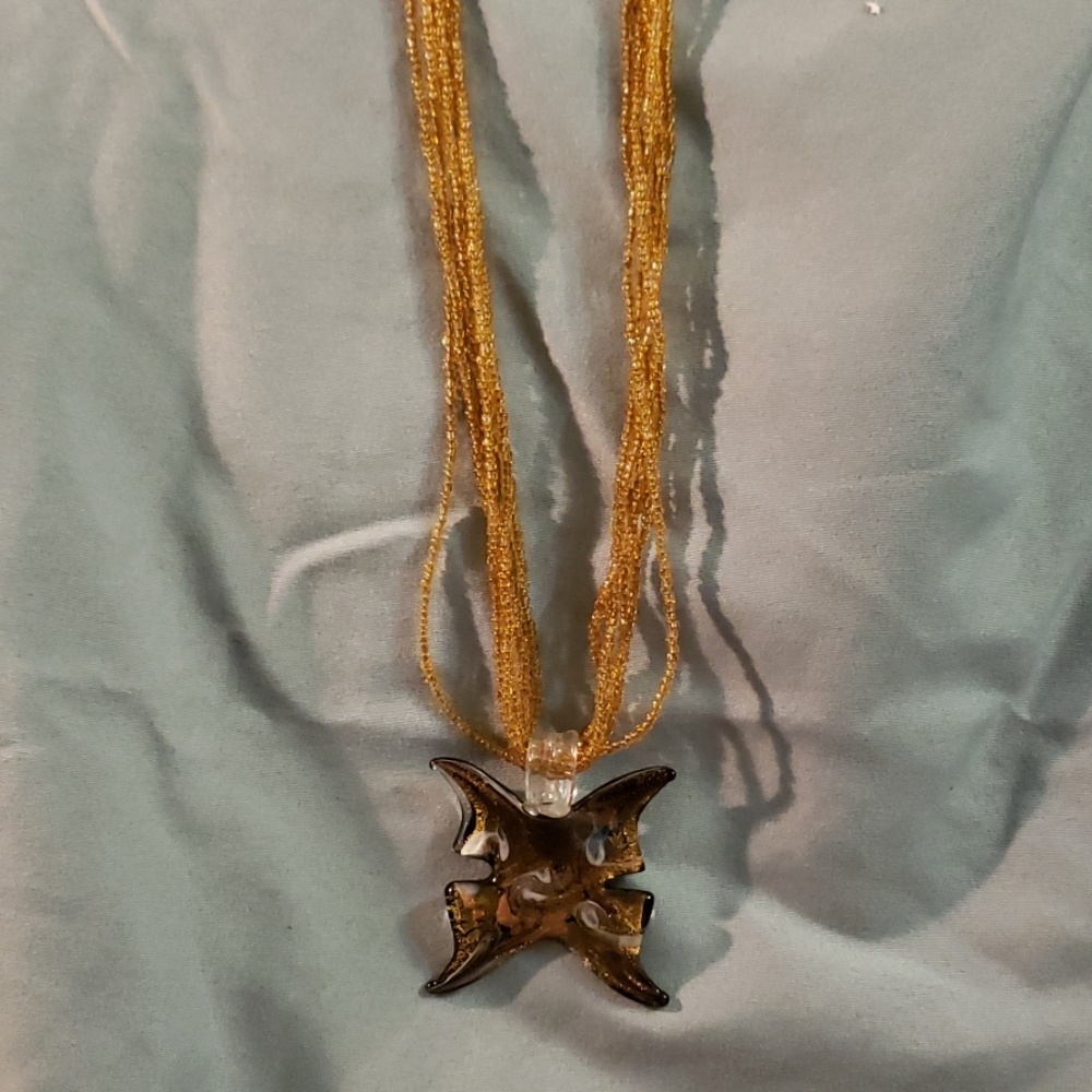 Glass butterfly necklace